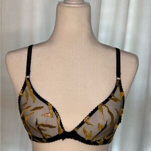 Agent Provocateur Black and Gold Underwire Bra